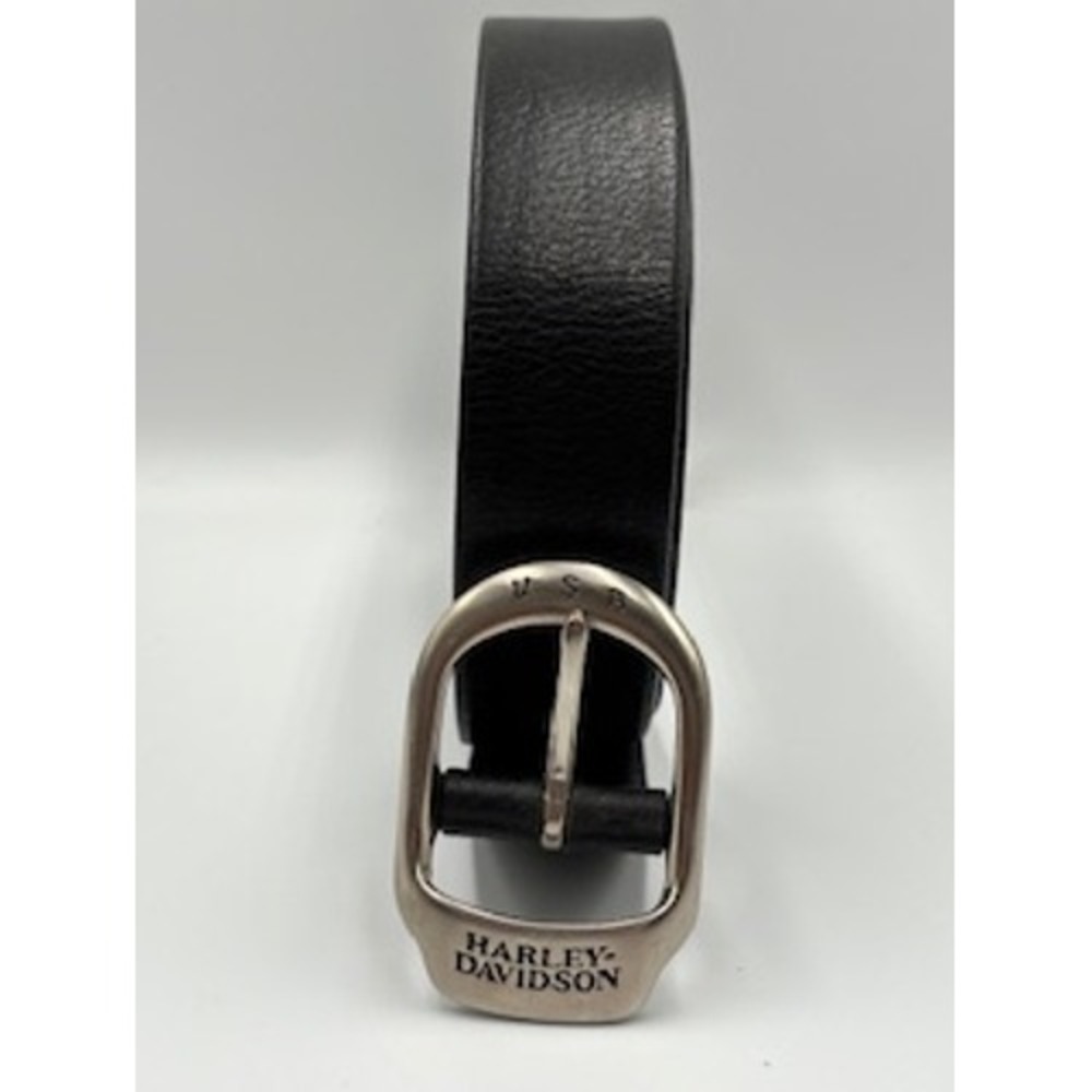 Harley Davidson Belt Black Genuine Leather USA Buckle Motorcycle Biker Waist 40 - Picture 2 of 4